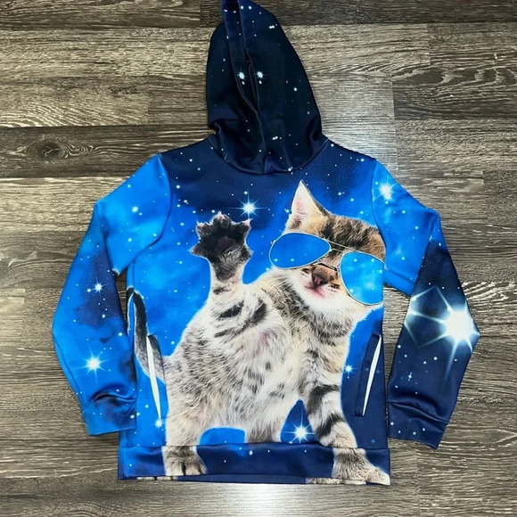 Girls cat galaxy hooded sweatshirt - Picture 1 of 10